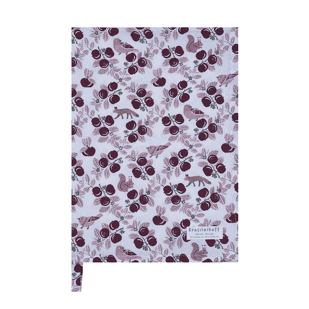 Krasilnikoff Geschirrtuch TIERE DIAGONAL ROT-ROSA