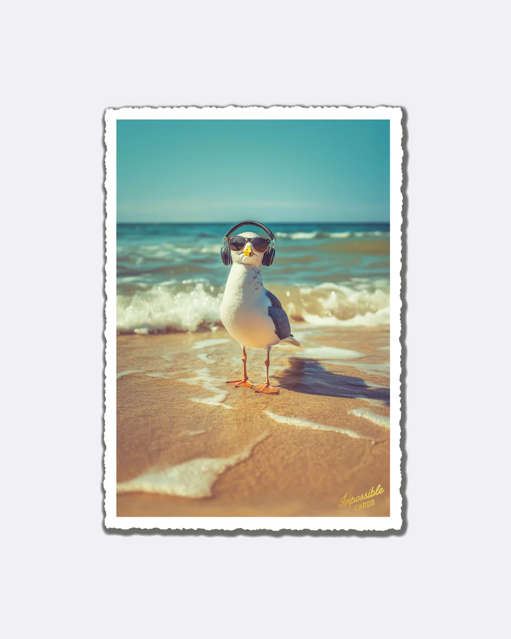 ChicMic Impossible Postkarte - Möwe mit Kopfhörern