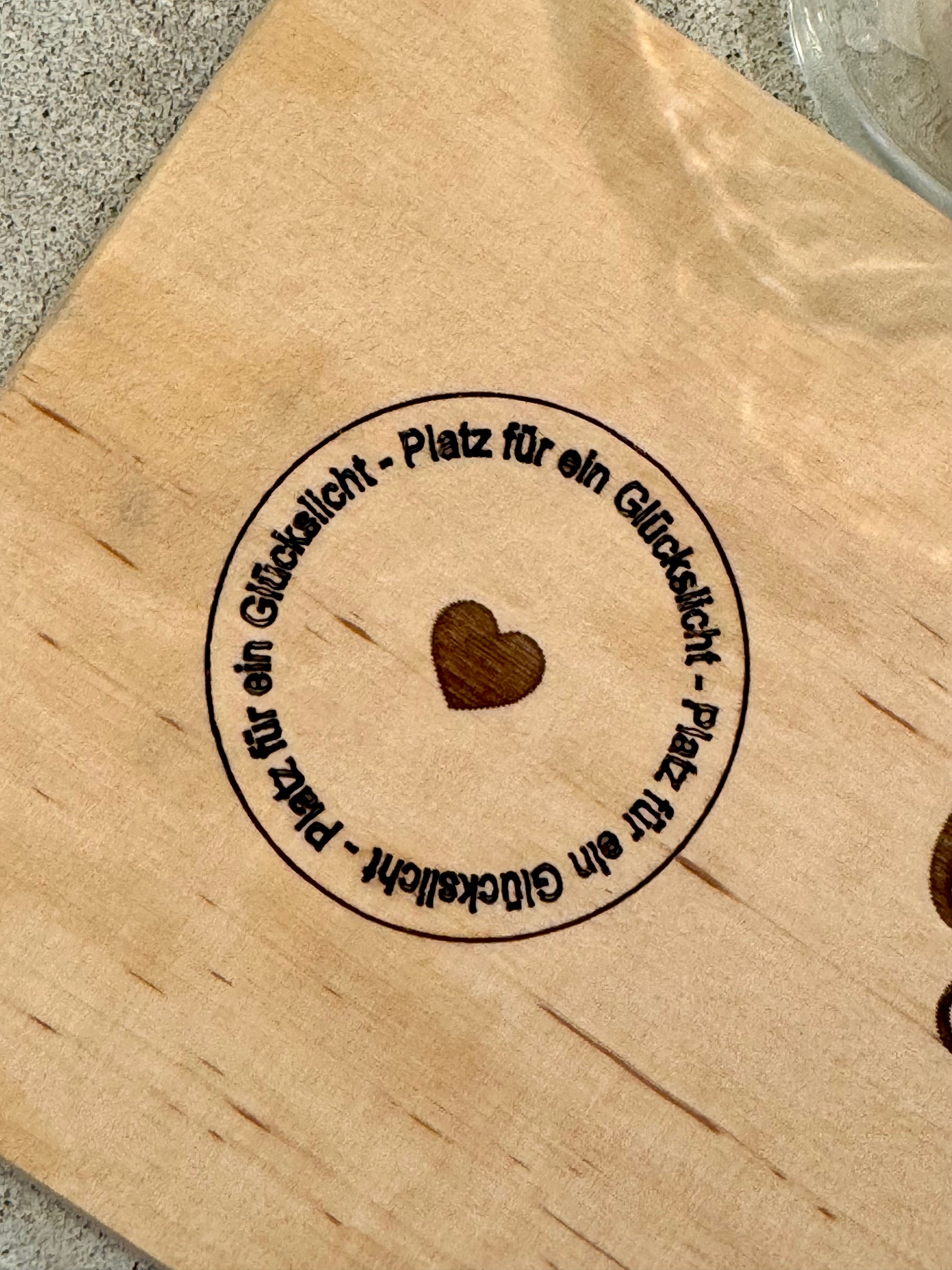 Herz im Holz - Kerzenbrett Glückslicht - Glück ist die Summe schöner Momente 