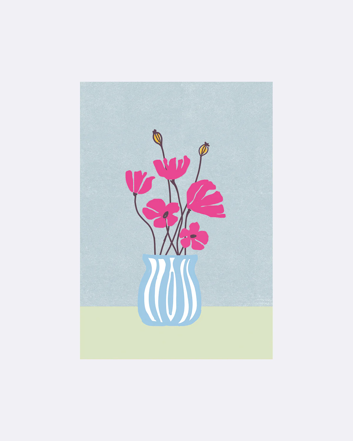ChicMic YAY Postkarte - BLUMEN PINK - BLAUE VASE 
