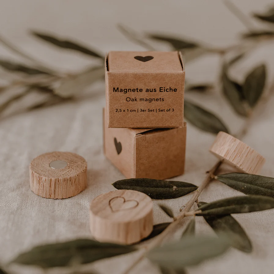 Eulenschnitt Holzmagnet 3er Set Herz 