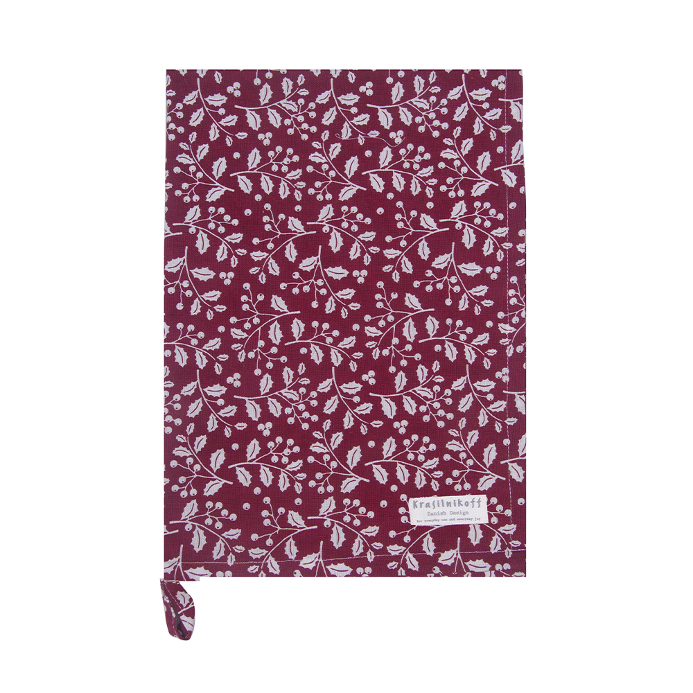 Krasilnikoff Geschirrtuch CHRISTMAS HOLLY ROT 