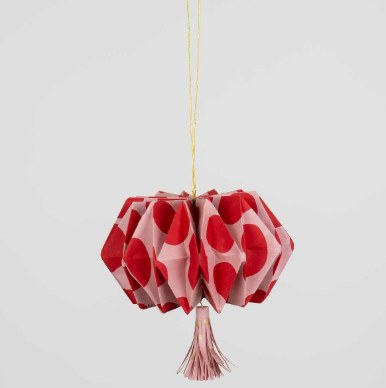 ORIGAMI CHRISTMAS DECORATION - 1 STÜCK IN GESCHENKBOX - ROT/PINK