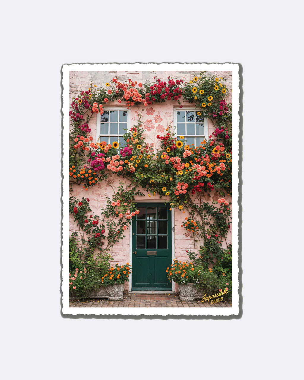 ChicMic Impossible Postkarte - Haus mit Blumenranken
