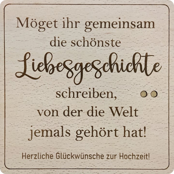 Herz im Holz - Geldkarte - HOCHZEIT -  MÖGET IHR GEMEINSAM DIE SCHÖNSTE LIEBESGESCHICHTE...